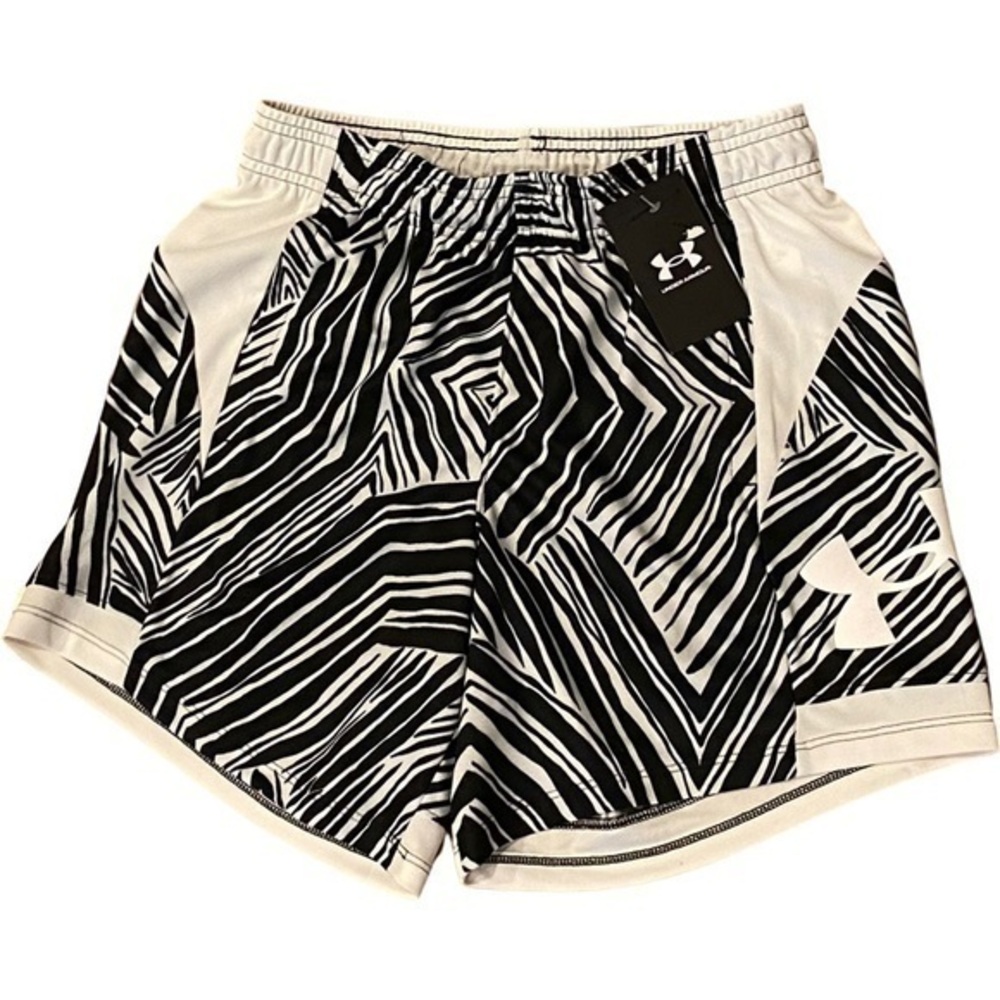 NEW Womens XS Under Armour Running Shorts Accelerate Training Zebra Black White